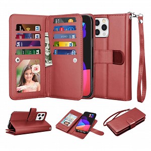 iPhone 13 Pro Case, Wallet Case for iPhone 13 Pro, iPhone 13 PU Leather Case, Njjex Luxury PU Leather [9 Card Slots Holder ] Carrying Folio Flip Cover [Detachable Magnetic Hard Case] -Wine Red - Walmart.com