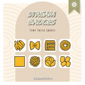 Winzige Pasta-Emotes & Twitch-Abzeichen – Kawaii-Emote-Paket – Niedliches Pasta-PNG-Set für Streamer
