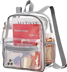 PACKISM Clear Backpack - Small Clear Backpack Stadium Approved, Clear Mini Backpack for Women Men, Sports Events, Travel, Grey