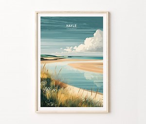 Hayle Cornwall Beach Poster, England Coastal Print, UK Travel Wall Art - Etsy Canada