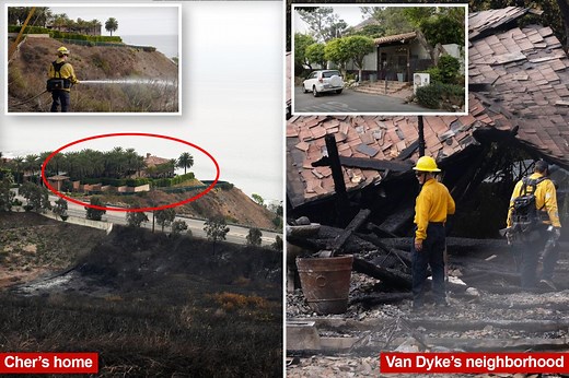See the aftermath of Dick Van Dyke and Cher’s Malibu homes from the Franklin wildfire