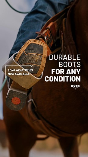 Introducing the Burdett and Bucklin, built with our newest innovative rubber sole engineered for durability, traction, and lasting comfort. From the stirrup to equipment, wet terrain to hard abrasive ground, from wet terrain to hard, abrasive ground, this sole is built for modern ranching and real work, without giving up the heritage and tradition you trust in every HYER boot. | Hyer Boots