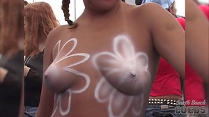 Some Chicks Getting Their Tits Body Painted On Duval Street Key West - SouthBeachCoeds