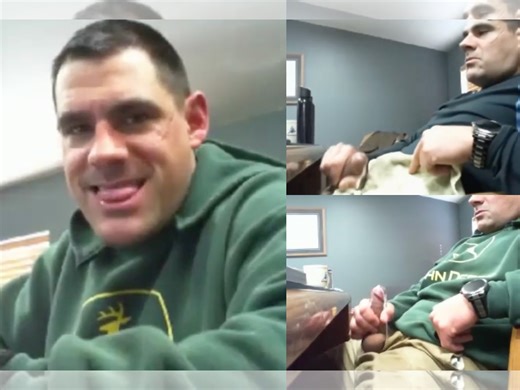 Construction boss jerking cock in his office & cumming