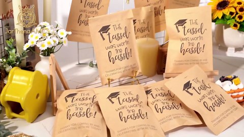 JarThenaAMCS 100Pcs Graduation Cookie Treat Bags The Tassel Was Worth The Hassle Self-Adhesive Congrats Grad Kraft Paper Buffet Candy Gift Bags for 2026 Classroom Party Supplies, 5.1 x 7.1 Inch