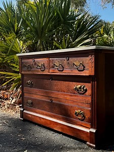 Antique 1800s Marble Top Dresser | Victorian Solid Wood Chest of Drawers | Ornate Carved Detail | Antique Bedroom Furniture - Etsy