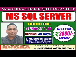 MS SQL SERVER Offline Training @ DURGASOFT