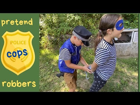 Pretend Cops And Robbers In Front Yard Bank Robbery Hideout Found Kids Video