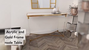 Deco 79 Contemporary Metal and Acrylic Console Table, 44" x 19" x 32", Gold Finish