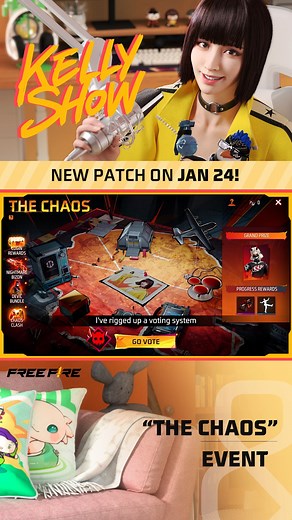 Kelly takes the stage to unravel the secrets of the Chaos Event in Free Fire! Get ready for an inside look at the mayhem, surprises, and exhilarating chaos that awaits. Don't miss the chaos, watch now! 🔥🌪️ #FreeFire #newpatch #NewPatch | Garena Free Fire