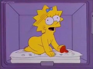 Maggie Simpson Laughing From Inside a Newspaper Vendor For Ten Hours