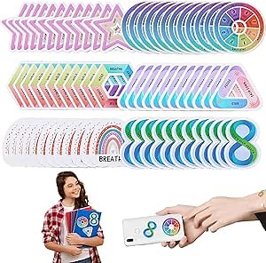 72 Pcs Anxiety Sensory Strips, 6 Fun Calming Stickers in Different Shapes and Colours, Reusable Sensory Soothing Strips for Adults, Teenagers School Classroom Must Haves