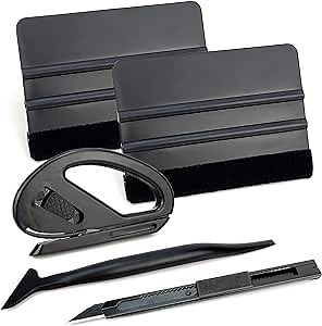 Umaki Car Tinting Window Film Application Kit, Vinyl Wrap Tool Kit, Decal Applicator, Wallpaper Tools with Felt Plastic Squeegee, 9mm Utility Knife, Razor Blade Safety Cutter & Micro Squeegee