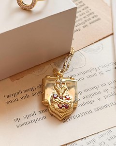 Sacred Heart Locket: Gold Plated Silver Necklace With Cubic Zirconia - Etsy