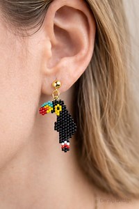 Handmade Miyuki Toucan Earrings,colorful Beaded Bird Earrings,gold Plated Stud,statement Seed Bead Jewelry - Etsy
