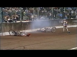 3 Speedway riders in the safety fence!
