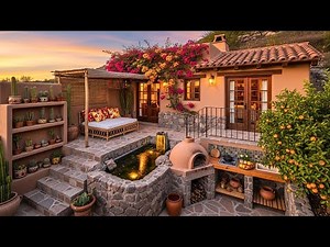 50 Romantic Sunset Patio With Water Feature Cactus Garden Rustic Oven And Cozy Outdoor Living Setup