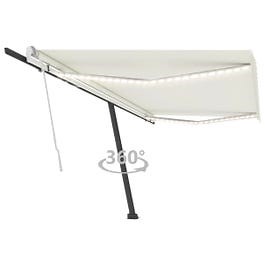 vidaXL Manual Retractable Awning with LED 500x300 cm Cream