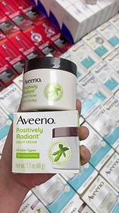 Aveeno Positively radiant Night cream ✨ ជាគ្រីមបំប៉ន់ឲស្បែក សរ ភ្លឺផលិតផលអាមេរិក កាត់បន្ថយស្នាមអុចខ្មៅ ជួយឲស្បែកភ្លឺក្មេងជាងវ័យមានសំណើម💓 នឹងផ្តល់ជាតិទឹកដល់ស្បែក កាតបន្ថយភាពស្លក់ ធ្វើឲស្បែកប្រែជាា្រស់ថ្លាមកវិញ | Tyche Xcosmetic
