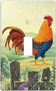 Vintage Rooster Light Switch Cover Plates Decorative Single Toggle Wall Plate, 1 Gang Lightswitch Cover