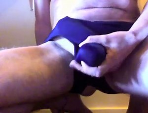 Cumming Thru Navy Blue Speedos.