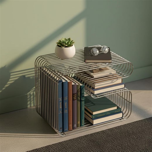 Metal Wire Side Table – Modern Scandinavian Magazine Rack Table, Minimalist Book Storage - Etsy
