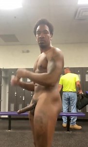 showing off boner in locker room with other guys around
