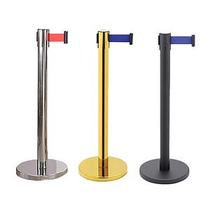 [Hot Item] 90cm Large Stock Stainless Steel Crowd Control Barriers with 2m 5m Retractable Belt Gold Silver Black Stanchions Post