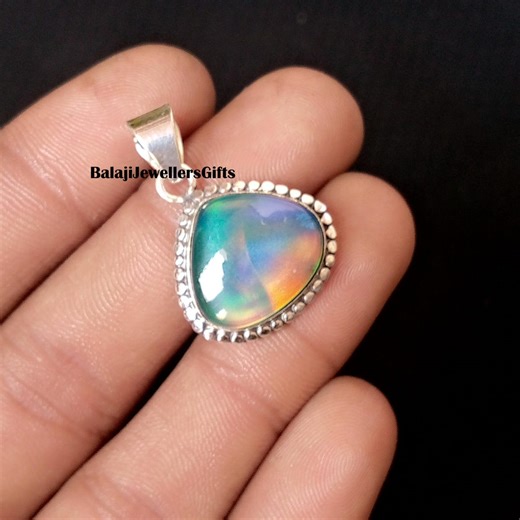 Pear Aurora Opal Gemstone, 925 Sterling Silver, Women Jewellery, Boho Handmade Pendant, Anniversary Gift, Beautiful Pendant, Gift for Sister - Etsy