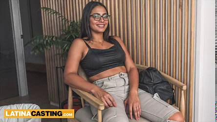 Nerdy latin teen with glasses turns the casting set on FIRE!!!