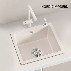 [Hot Item] Quartz Sink Square Kitchen Sink Wholesale Factory Price Composite Granite Double Bowl Handmade Sink Undermount Stone Wash Basin