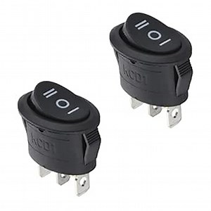 Fielect 2Pcs KCD7 ON/Off Oval Rocker Switch 3Pin 250V/6A 125V/10A Car Boat Black Rocker Switch Toggle