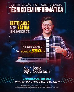 💡Ainda não é Técnico Certificado ? Obtenha sua Certificação Técnica em Informática amparado por lei 9.394/96 e Seja um Técnico Habilitado 📣Certificação Válida para Emprego e Concurso Publico Curso ead feito pela nossa plataforma www.basiccode.com.br 📣Instituto Tecnológico Basic Code Tech ✅CNPJ 25.090.998/0001-93 ◾Coordenador - Allan Araújo | Instituto T Bits
