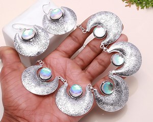 Rainbow Mystic Quartz Jewelry, Mystic Quartz, Necklace & Earring Set, Gemstone Jewelry, 925 Sterling Silver, Silver Jewelry, for Her Gift - Etsy