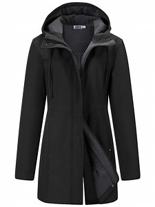 Off Road Ventures Women's Lightweight Softshell Jacket Fleece Lined Insulated Rain Jacket Hooded Waterproof Windbreaker