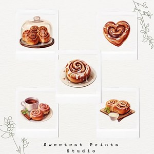 Watercolor Cinnamon Roll Clipart Set, Cute Breakfast Pastry Dessert Illustration, Digital Food Art, Sweet Roll and Coffee, Download PNG - Etsy