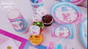 159 Pieces Elephant Gender Reveal Decorations for 16 Guests with Boy or Girl Banner, Elephant Theme He or She Plates, Cups and Napkins, Balloons and Sash for Gender Reveal Party Supplies