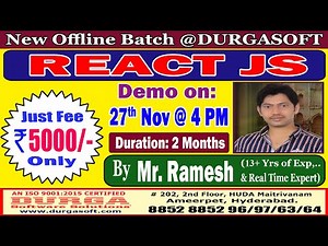 REACT JS Offline Training @ DURGASOFT