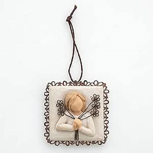 Willow Tree hand-painted sculpted Metal-edged Ornament, Friendship