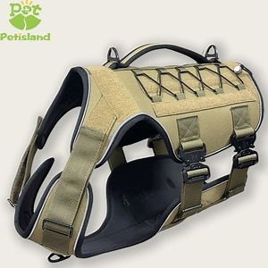 [Hot Item] Tactical Dog Harness for Large Dogs Durable Hunting Style Dog Vest with Neoprene Lining Adjustable Pet Harness for Training Hiking Outdoor Activities