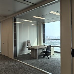 [Hot Item] Half Glass Wall Partition Top Wooden Bottom Office Wall Partition