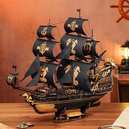 The Seahorse Barque Pirate Ship Model | 3D Wooden Puzzle Kit for Adults | DIY Miniature Sailboat | Nautical Home Decor & Collector Gift - Etsy Canada