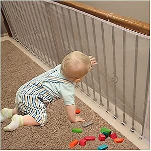 Banister Guard & Balcony Netting - 10ft x 3ft, Stair Rail Net for Baby & Small Pets - White