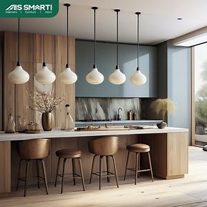 [Hot Item] AIS 2025 Modural Custom Assembled Wood Color Melamine Kitchen Cabinets and Granny Tops Modern Kitchen Furniture with Island