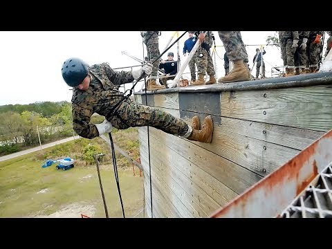 Marine Corps Recruits - Rappel Tower At Parris Island