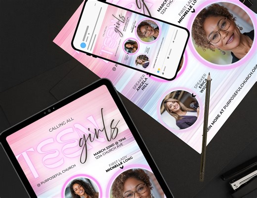 Teen Girl Conference Flyer Template, Pastel Youth Ministry Flyer for Teen Girls, Church Youth Event Canva Template 8.5x11 - Etsy UK