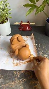 സുപ്പുന്റെ ഡ്യൂപ്പ് ആ 😂Soil clay cat mobile stand making #sculpture #claymaking #craft