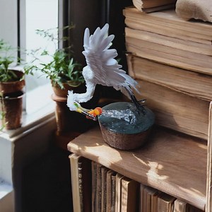 Handmade Egret Catching Fish - Clay Bird Figurine - Nature Home Decor - Etsy UK