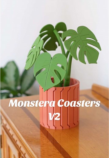 Monstera Coasters Version 2. If you want to 3D print this, the files are available! #3dprinting #monstera #coasters
