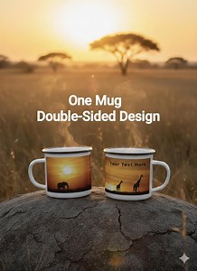 Personalized Enamel Mug, African Sunrise Wildlife Art, Custom Name Safari Mug, Elephant & Giraffe Camping Cup - Etsy Australia
